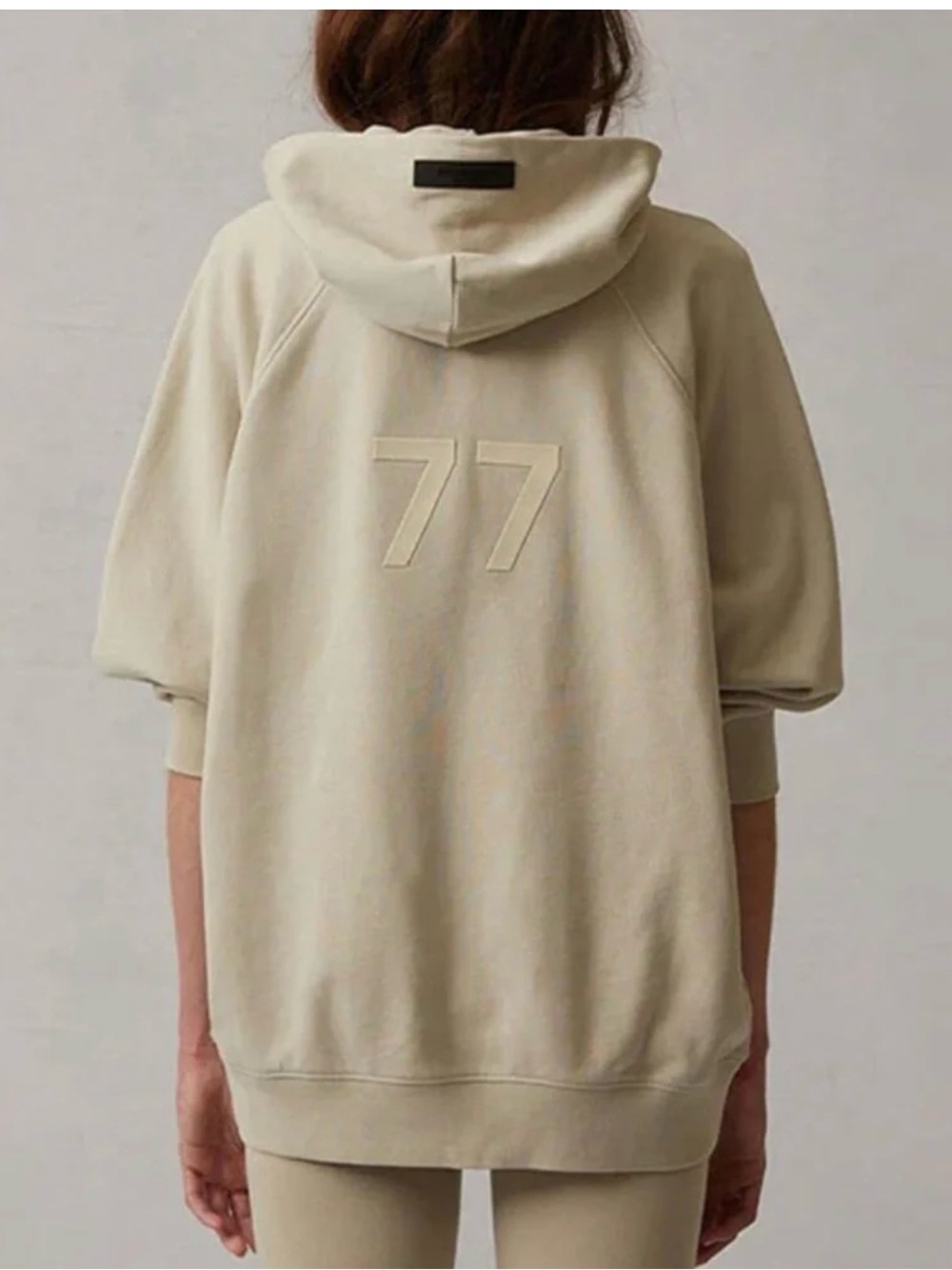 Essentials Cream Hooded Pullover with '77 Applique Size S